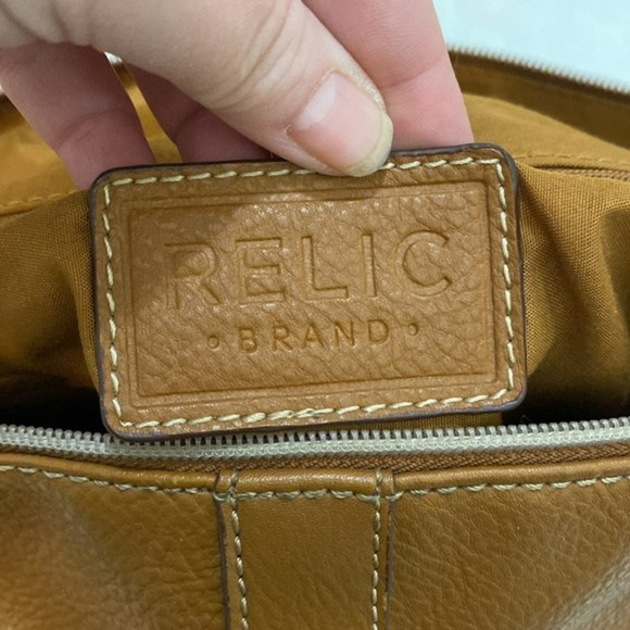 Relic By Fossil Roxanne Shoulder Bag Purse Cognac Leather Adjustable Messenger - Picture 8 of 16
